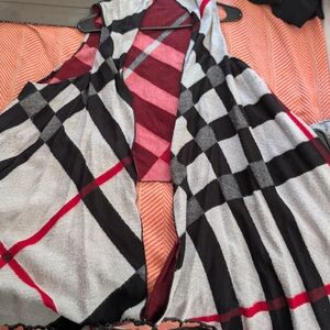 Plaid Shawl with Red and Black Accents